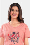 Sweet Moon Maternity Knit Cotton Mid Length Nightdress - Light Peach — thumbnail 5